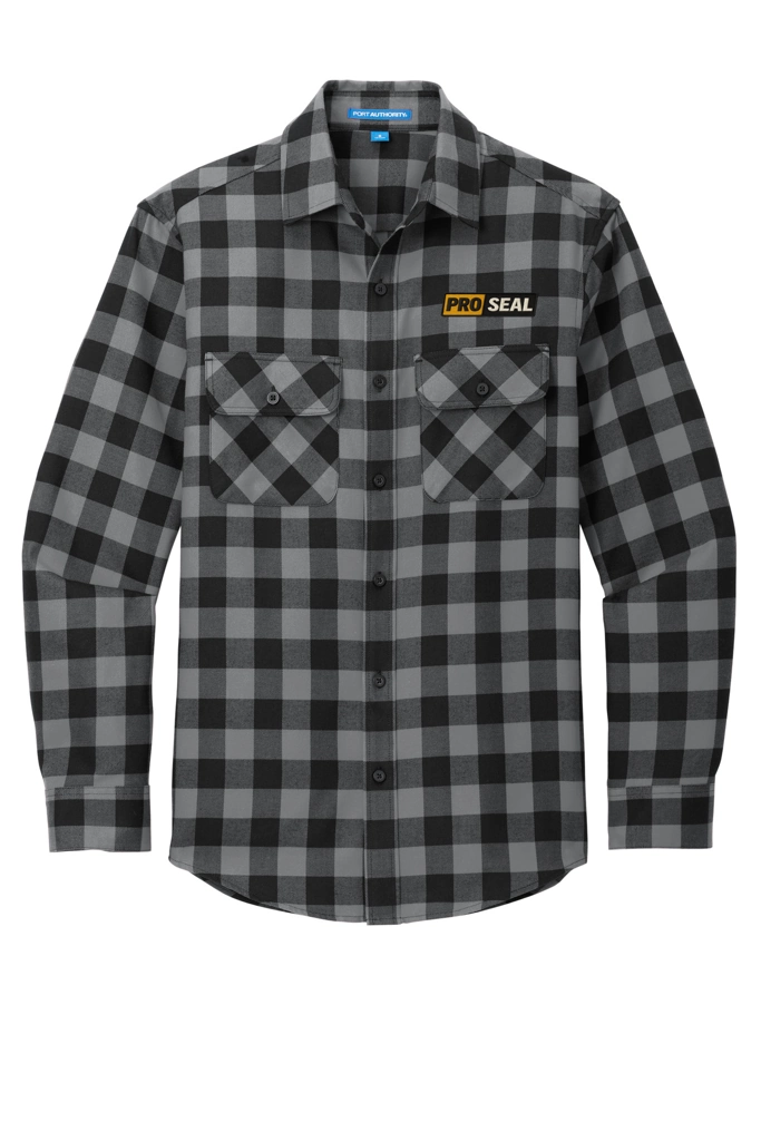 Color Image for W668 - Port Authority® - Plaid Flannel Shirt - Grey/ Black Buffalo Check - Proseal - 3 Color - E