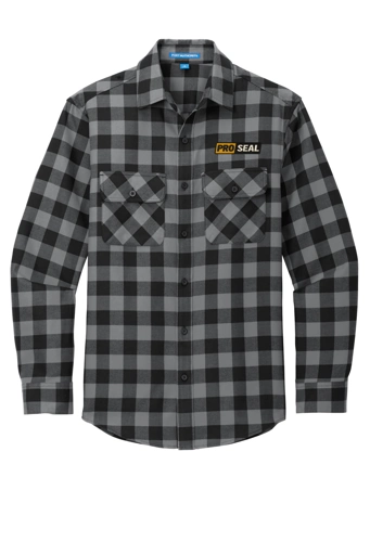 Color Image for W668 - Port Authority® - Plaid Flannel Shirt - Grey/ Black Buffalo Check - Proseal - 3 Color - E