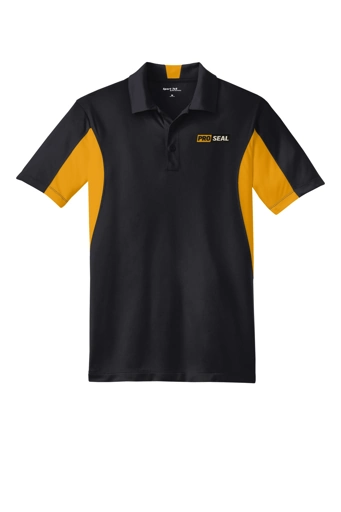Color Image for TST655 - Sport-Tek® Tall Side Blocked Micropique Sport-Wick® Polo - Black/ Gold - Proseal - 3 Color - E