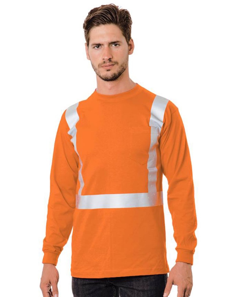 3782 - Bayside Unisex USA-Made 50/50 Hi-Visibility Long Sleeve Pocket T-Shirt
